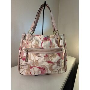 Coach Poppy Glam Tote Pink Stamped C Print Signature Canvas‎ 23377